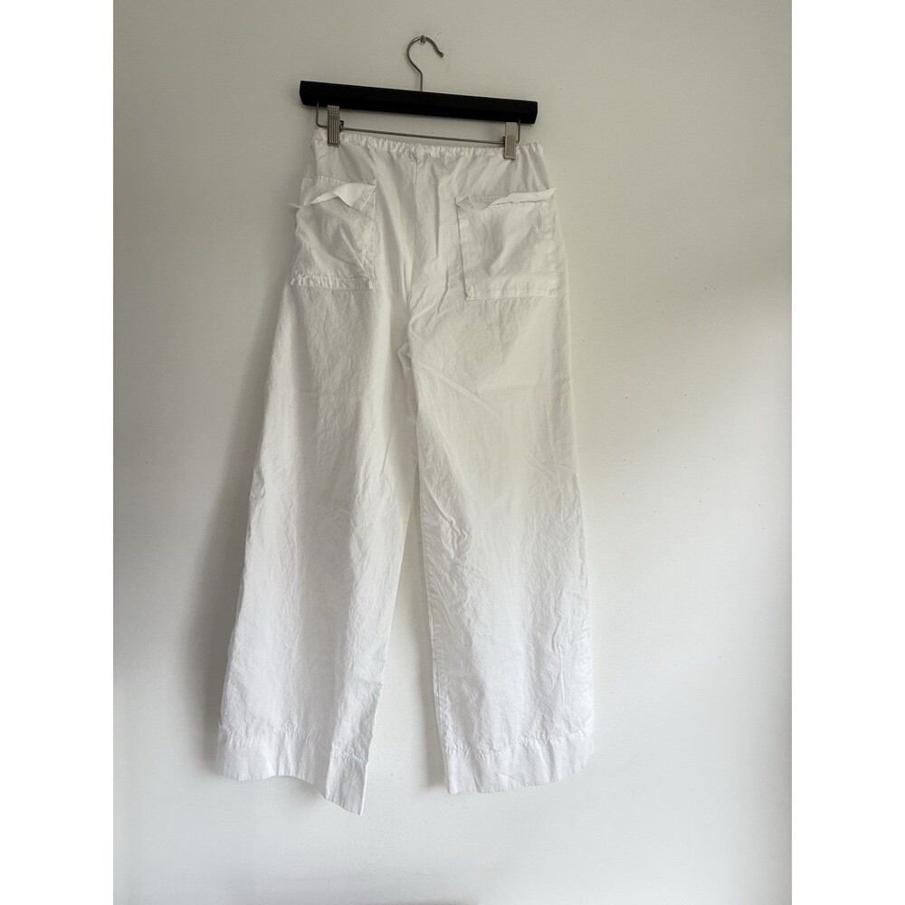 ✿ Princess Polly White Wide Leg Pants S | High Rise Drawstring Cotton Summer